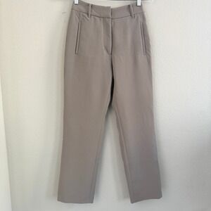 Quince Stretch Straight Leg Trouser Pants Women XS Taupe Brown Minimalist NWT
